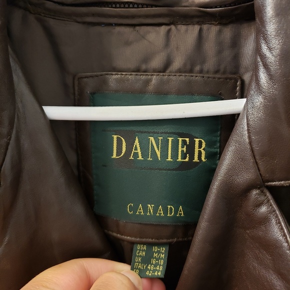 DANIER Brown Genuine Leather Belted Coat - Picture 5 of 8